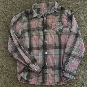 Adorable 2 tone pink plaid girls long sleeve